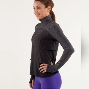 lululemon athletica Black and Dark Gray Half-Zip Pullover Hoodie size 6